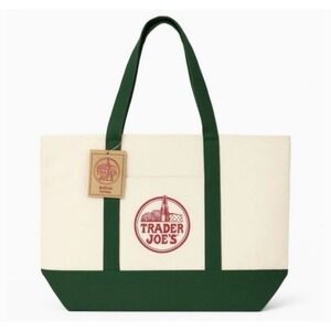 Trader Joe's NWT Green Canvas Classic Tote Limited Holiday 2025 Edition Large